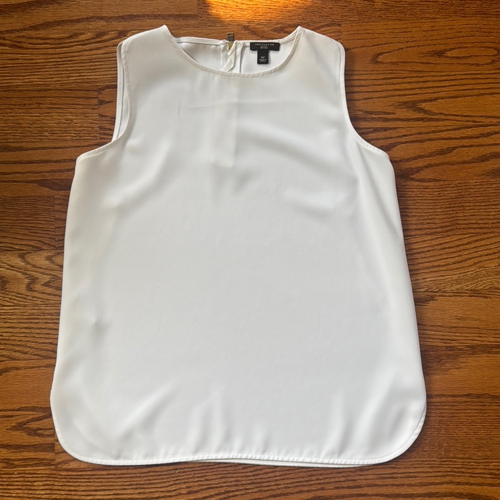 Ann Taylor White Sleeveless Boxy Blouse